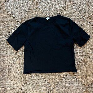 KULE Green Organic Cotton Black Cropped Boxy Tee